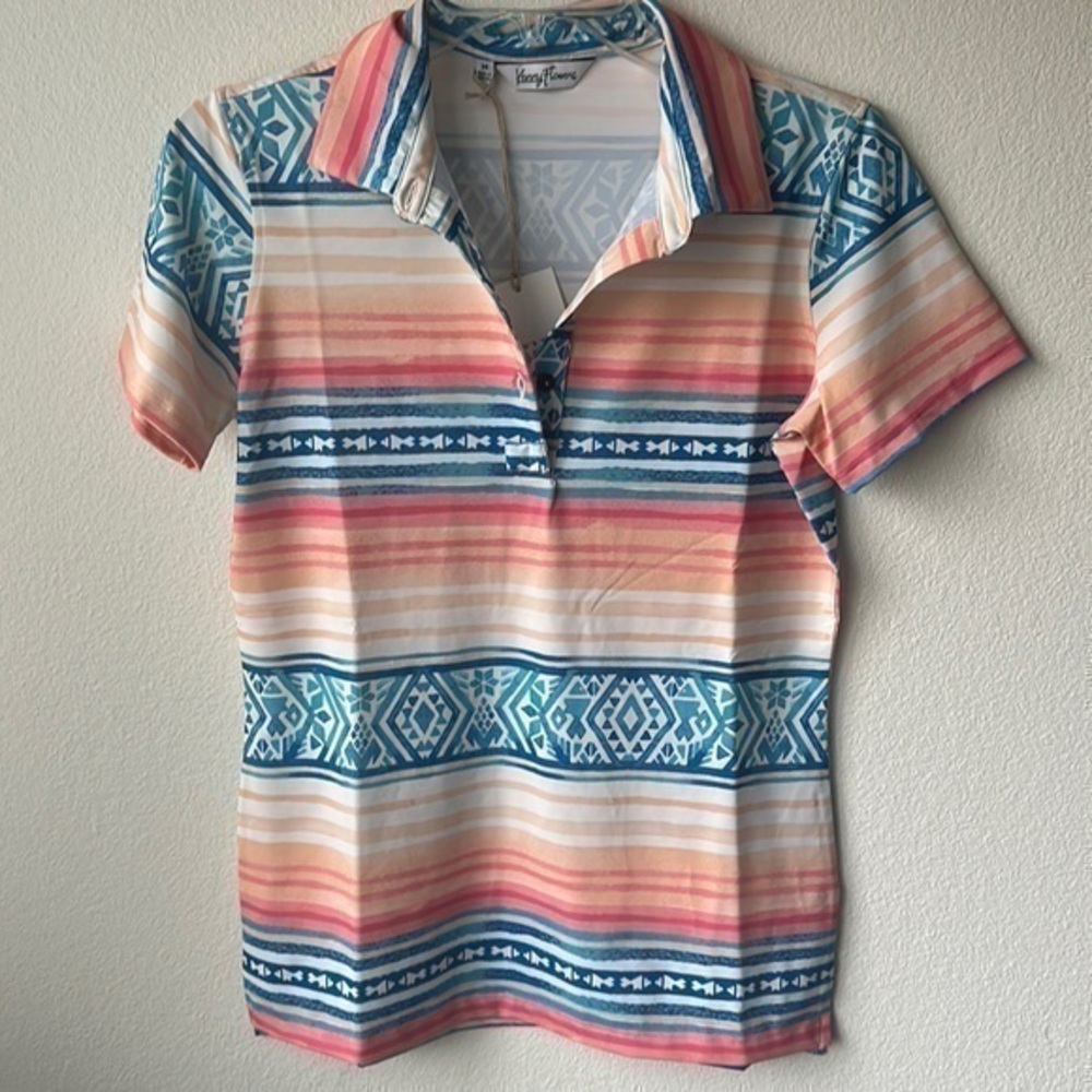 NWT Kenny Flowers shirt striped Palmilla short sleeve golf top Aztec size M
